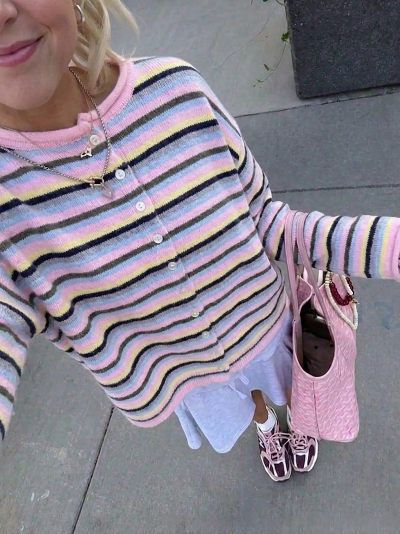 Striped Loose Knit Cardigan, Long‑Sleeve Sweater for Fall & Winter