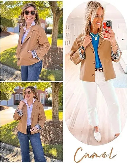 Timeless lapel collar brings the classic trench‑coat aesthetic for casual‑chic daily styling.