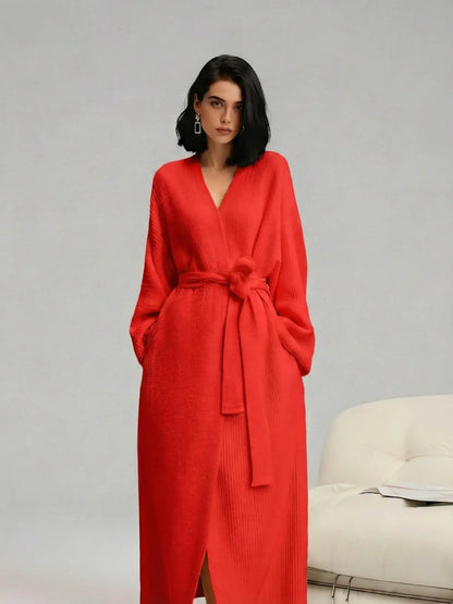 Soft Double‑Sided Fleece Robe, Warm Flannel Loungewear for Fall & Winter