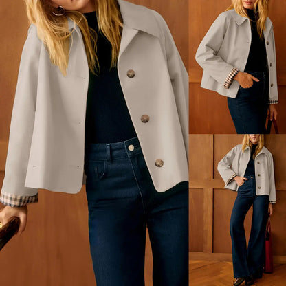 Timeless lapel collar brings the classic trench‑coat aesthetic for casual‑chic daily styling.