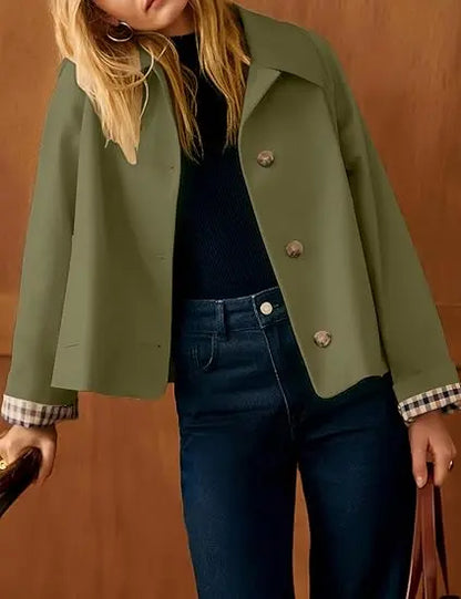 Timeless lapel collar brings the classic trench‑coat aesthetic for casual‑chic daily styling.