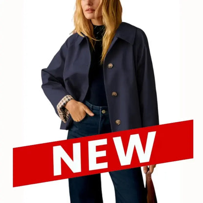 Timeless lapel collar brings the classic trench‑coat aesthetic for casual‑chic daily styling.