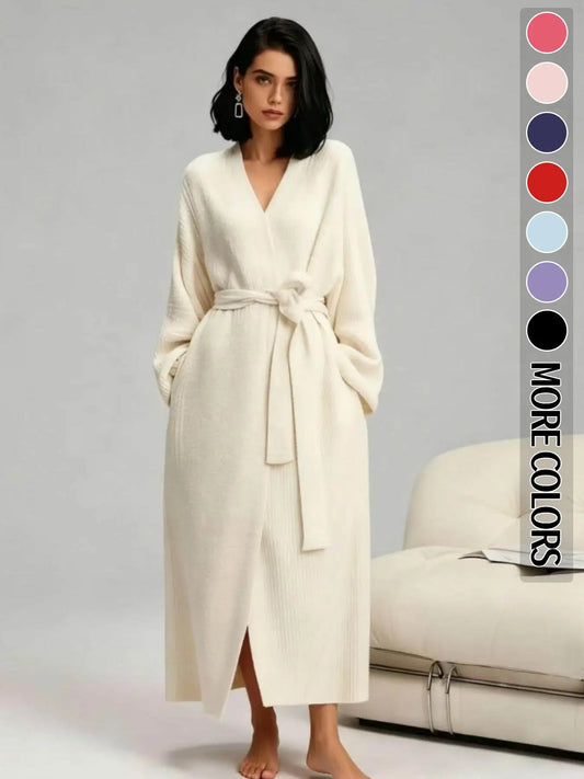 Soft Double‑Sided Fleece Robe, Warm Flannel Loungewear for Fall & Winter