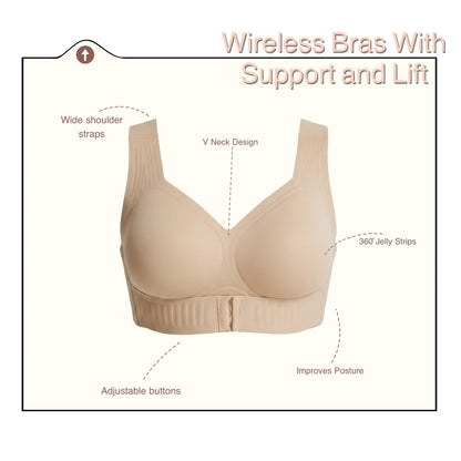 Wireless Breathable Mesh Workout Bra, Removable Pads Push‑Up Jelly Bra
