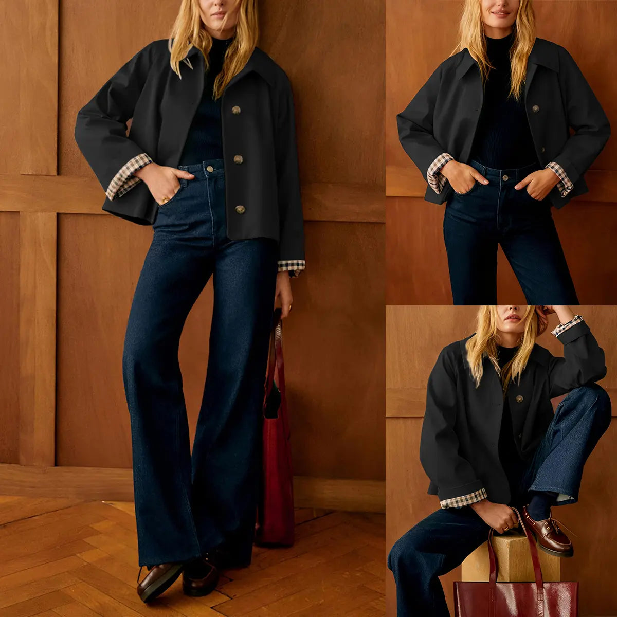 Timeless lapel collar brings the classic trench‑coat aesthetic for casual‑chic daily styling.