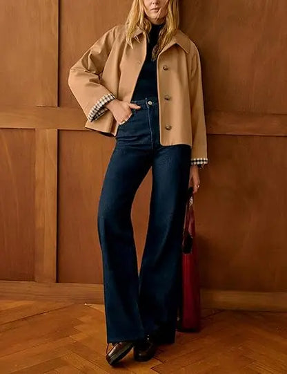 Timeless lapel collar brings the classic trench‑coat aesthetic for casual‑chic daily styling.