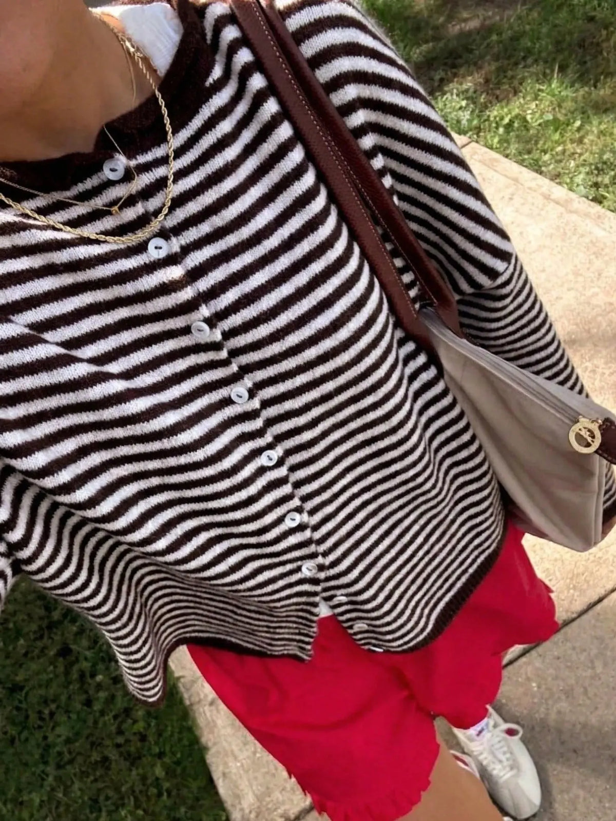 Striped Loose Knit Cardigan, Long‑Sleeve Sweater for Fall & Winter