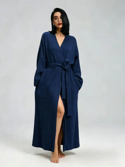 Soft Double‑Sided Fleece Robe, Warm Flannel Loungewear for Fall & Winter