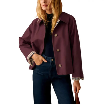 Timeless lapel collar brings the classic trench‑coat aesthetic for casual‑chic daily styling.