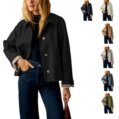 Timeless lapel collar brings the classic trench‑coat aesthetic for casual‑chic daily styling.